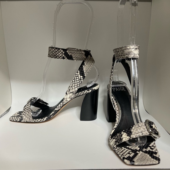 Anthropologie Paige Snake Embossed Goat Leather Women’s Size 6. Cream, Gray, Blk - Picture 2 of 15